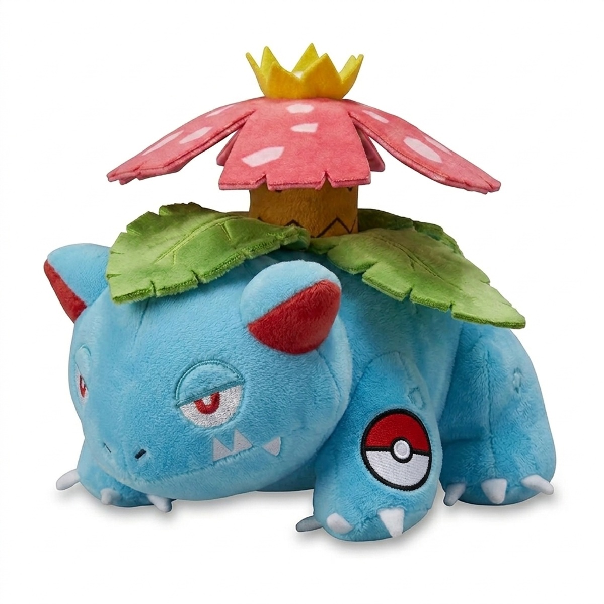 Peluche Florizarre avec badge prouvant l'authenticité du produit.