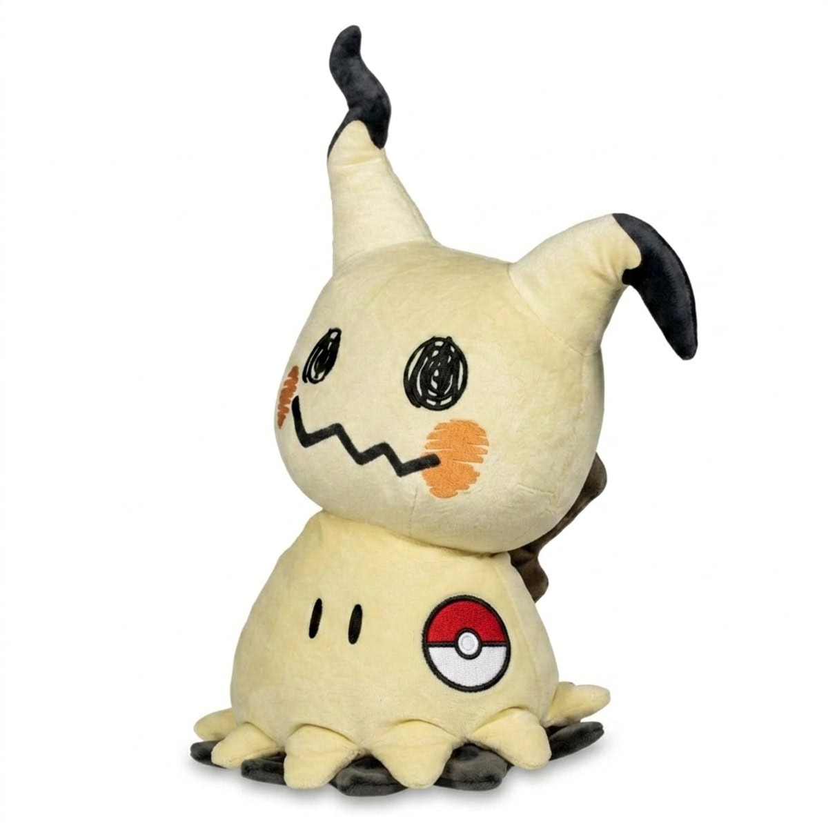 Peluche Mimiqui avec badge prouvant l'authenticité du produit.