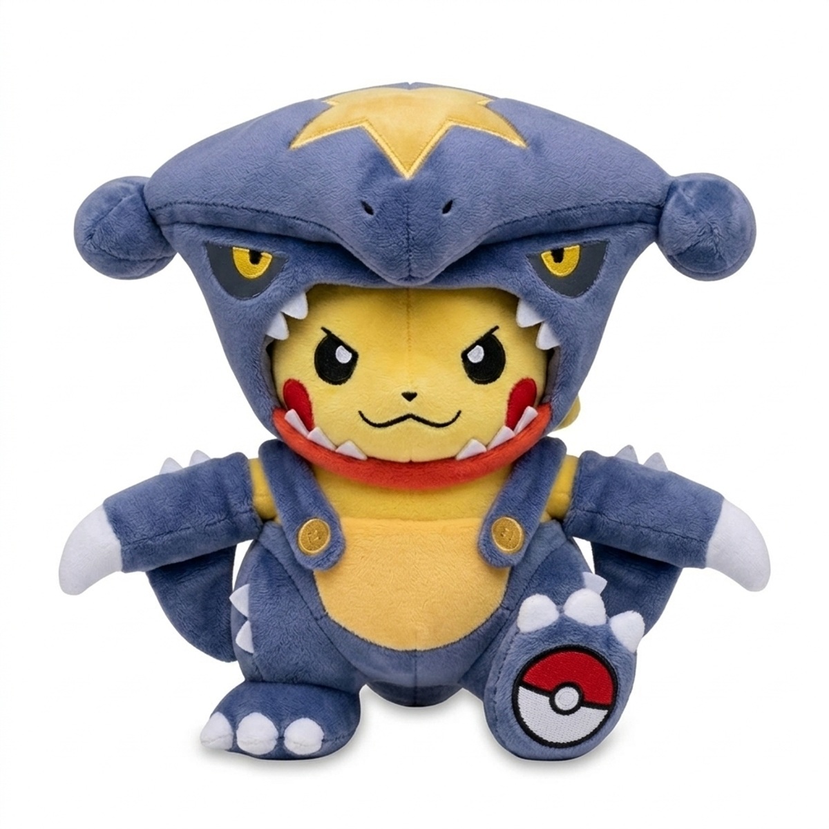 Peluche Carchacrok avec badge prouvant l'authenticité du produit.