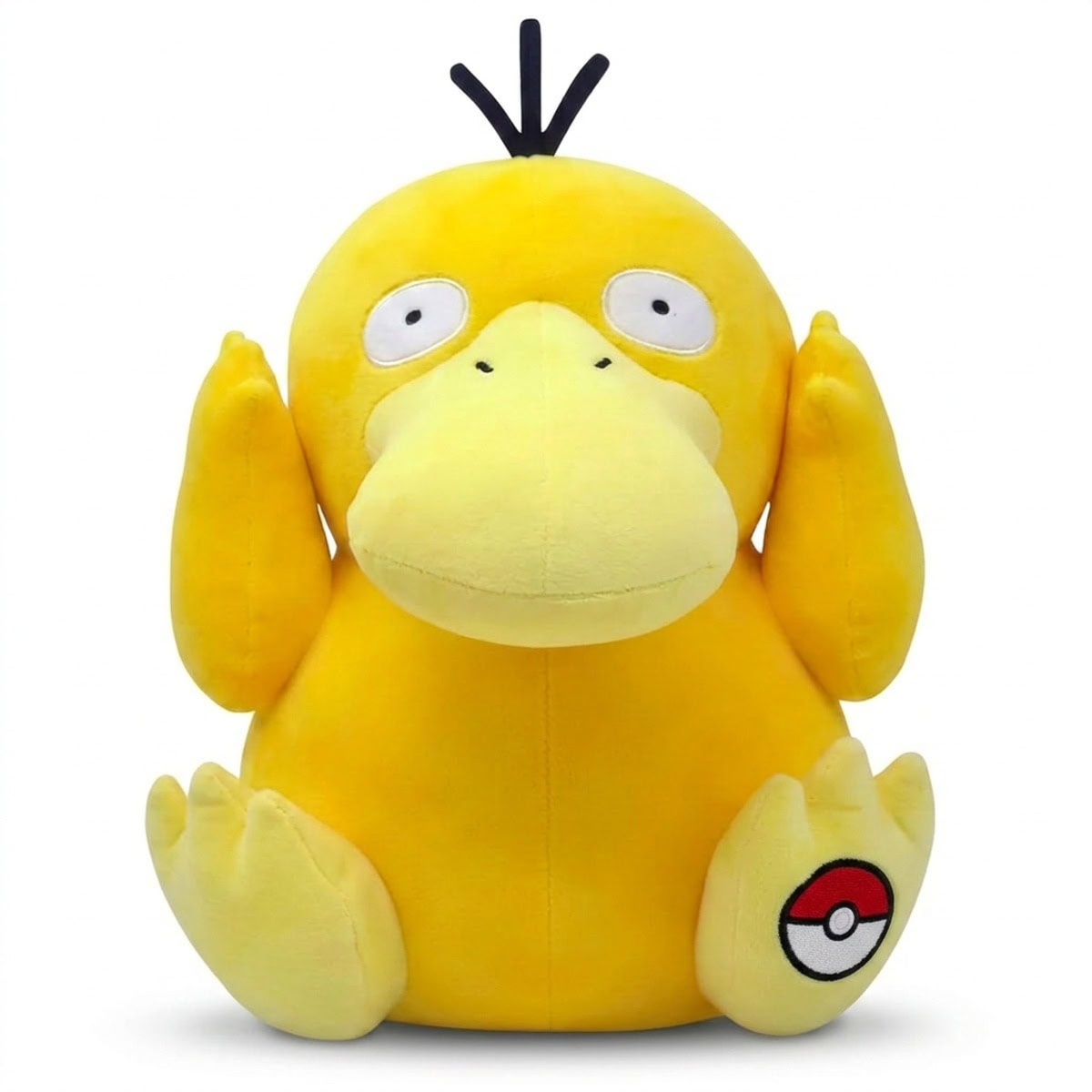 Peluche Psykokwak avec badge prouvant l'authenticité du produit.