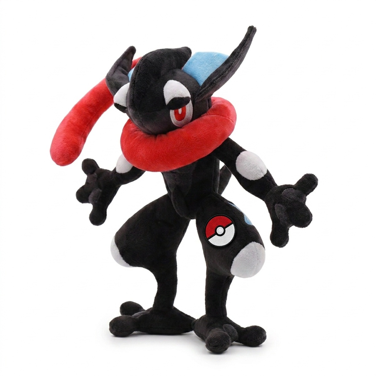 Peluche Amphinobi avec badge prouvant l'authenticité du produit.