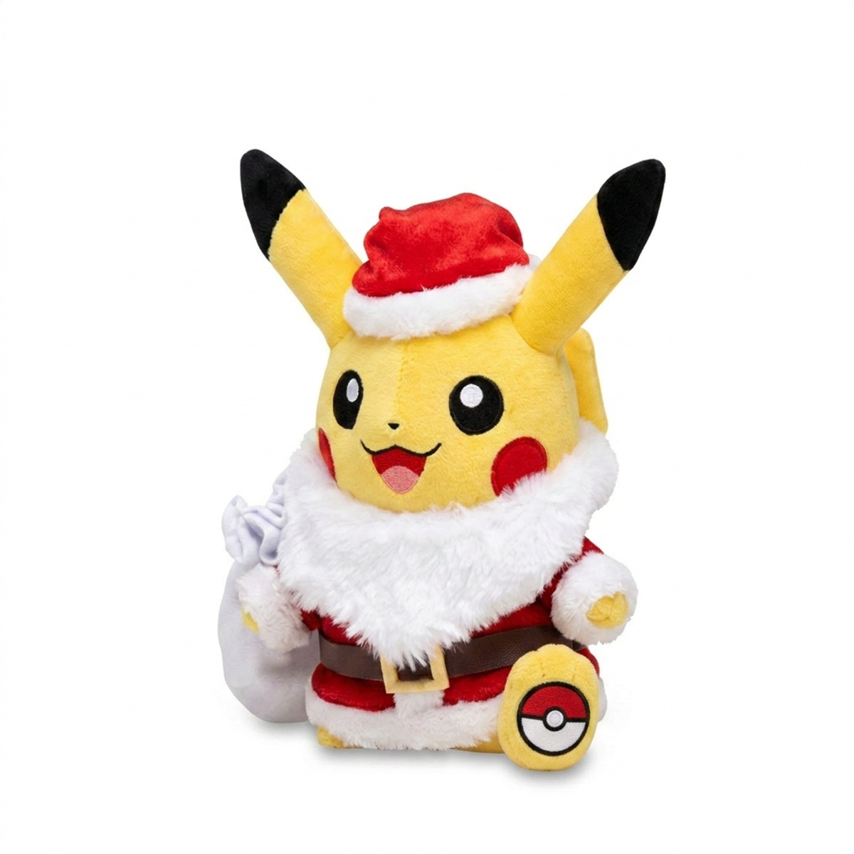 Peluche Pikachu avec badge prouvant l'authenticité du produit.