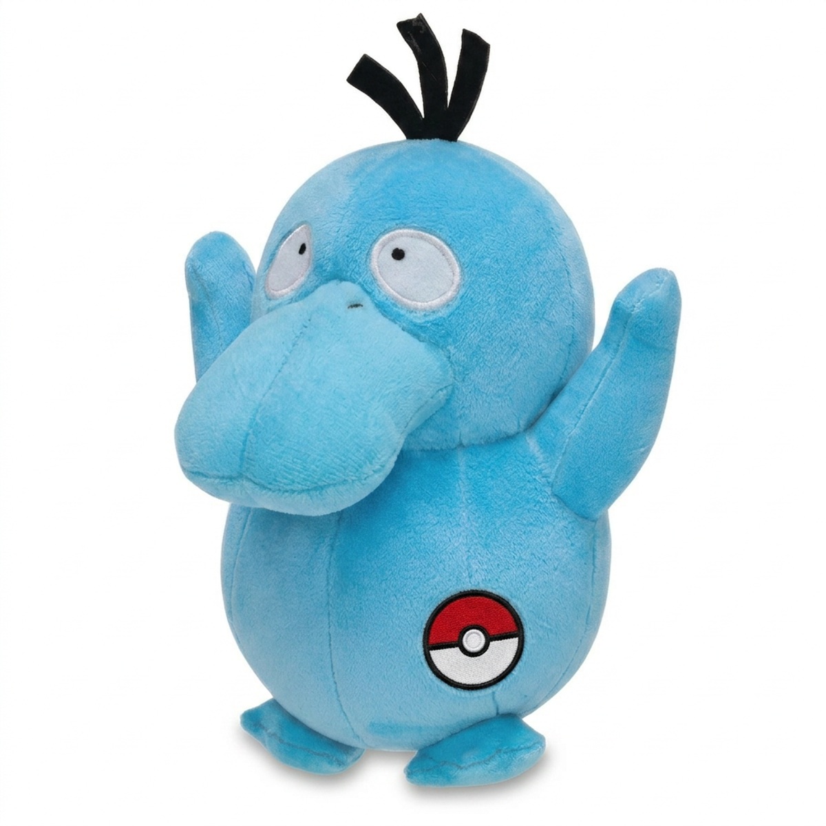 Peluche Psykokwak avec badge prouvant l'authenticité du produit.