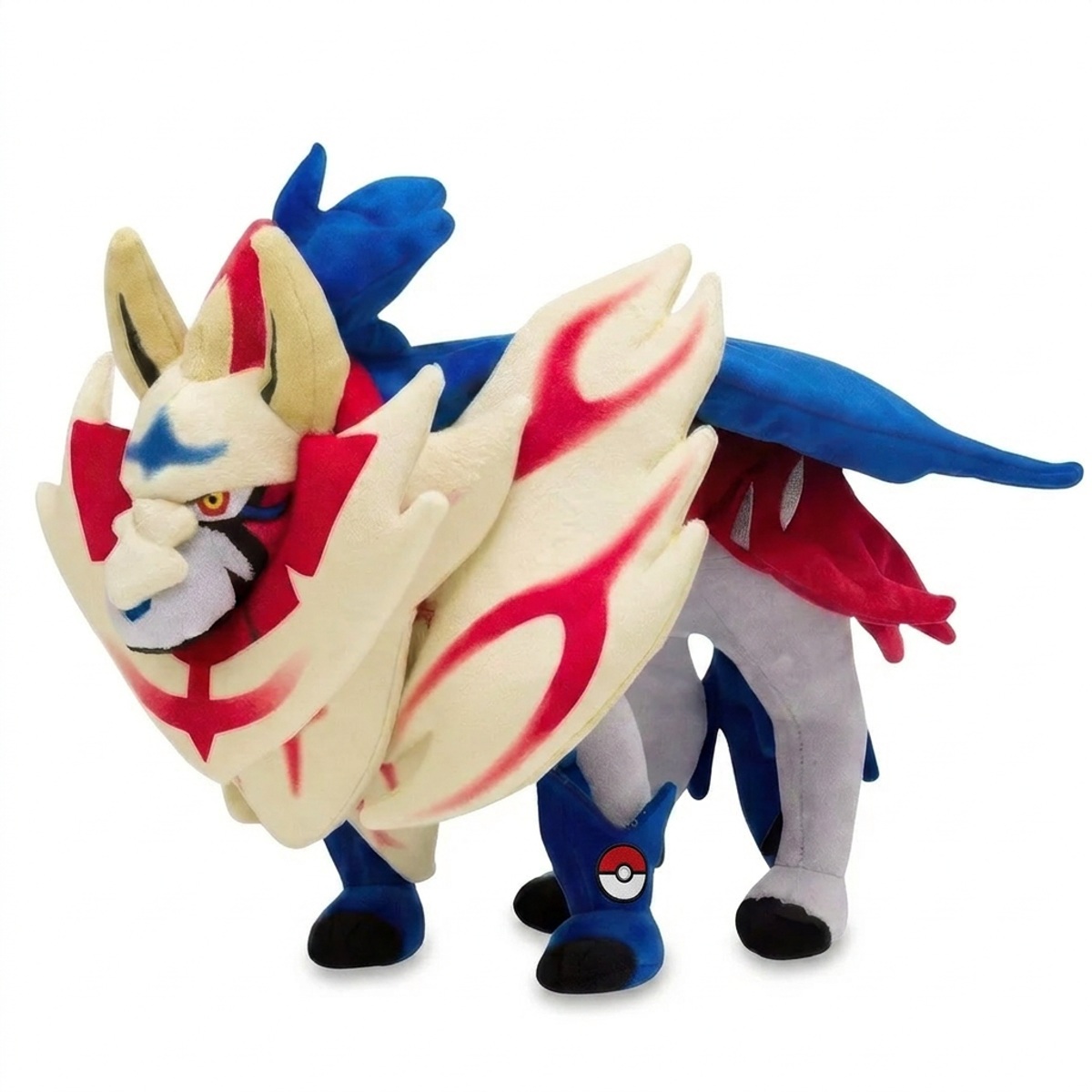 Peluche Zamazenta avec badge prouvant l'authenticité du produit.