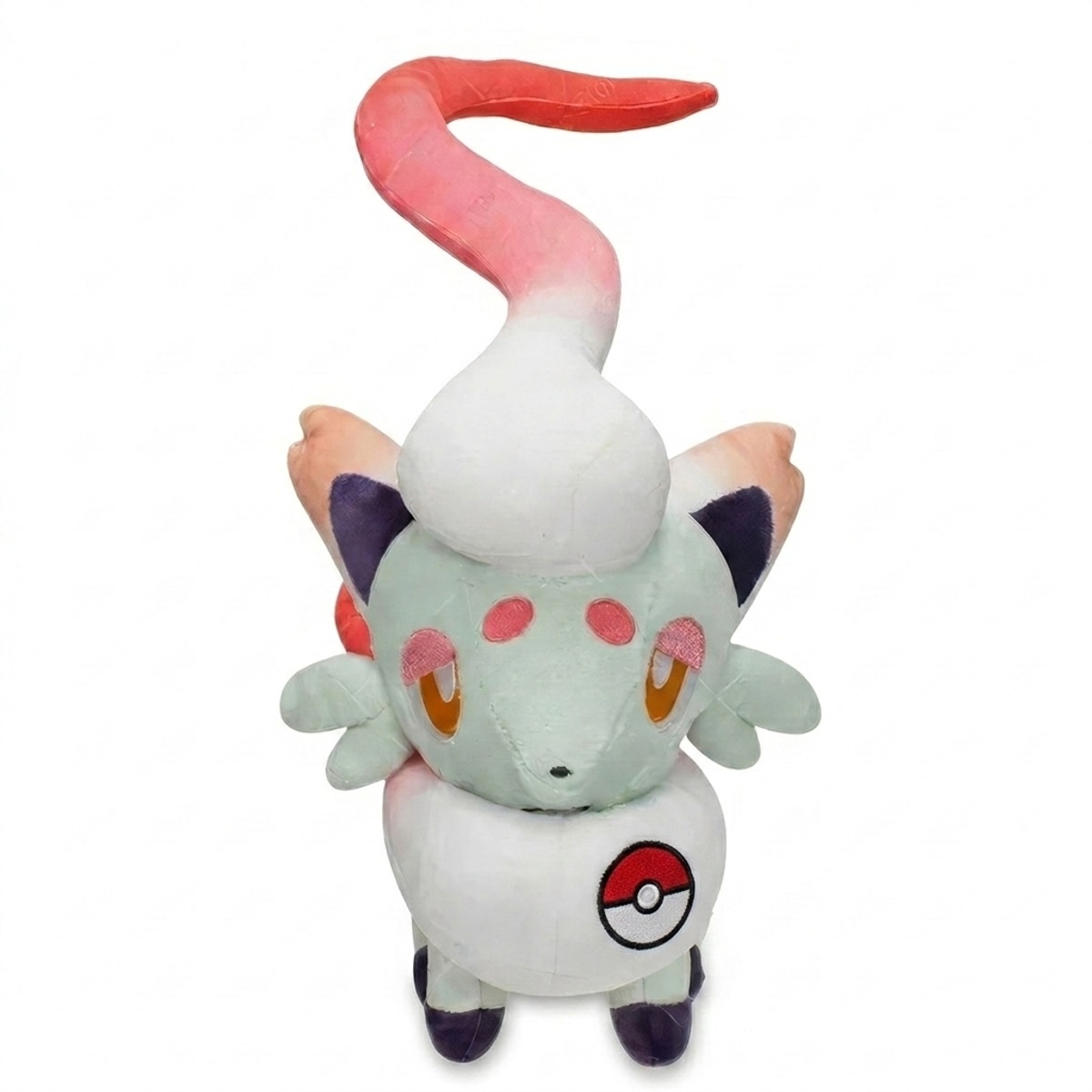 Peluche Zorua avec badge prouvant l'authenticité du produit.
