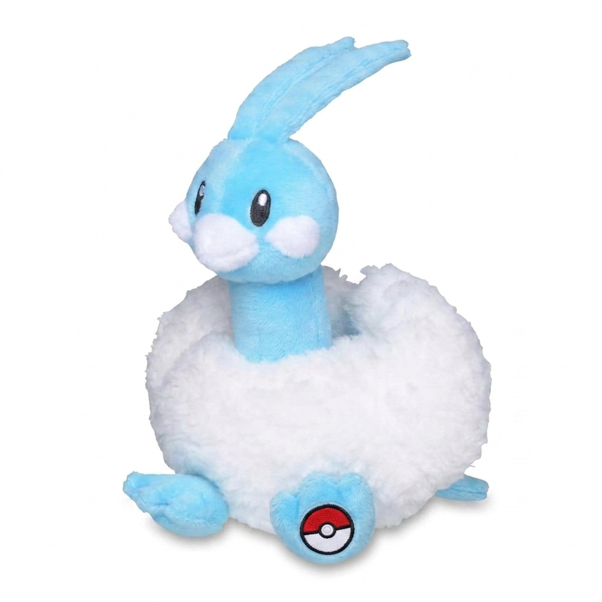 Peluche Altaria avec badge prouvant l'authenticité du produit.