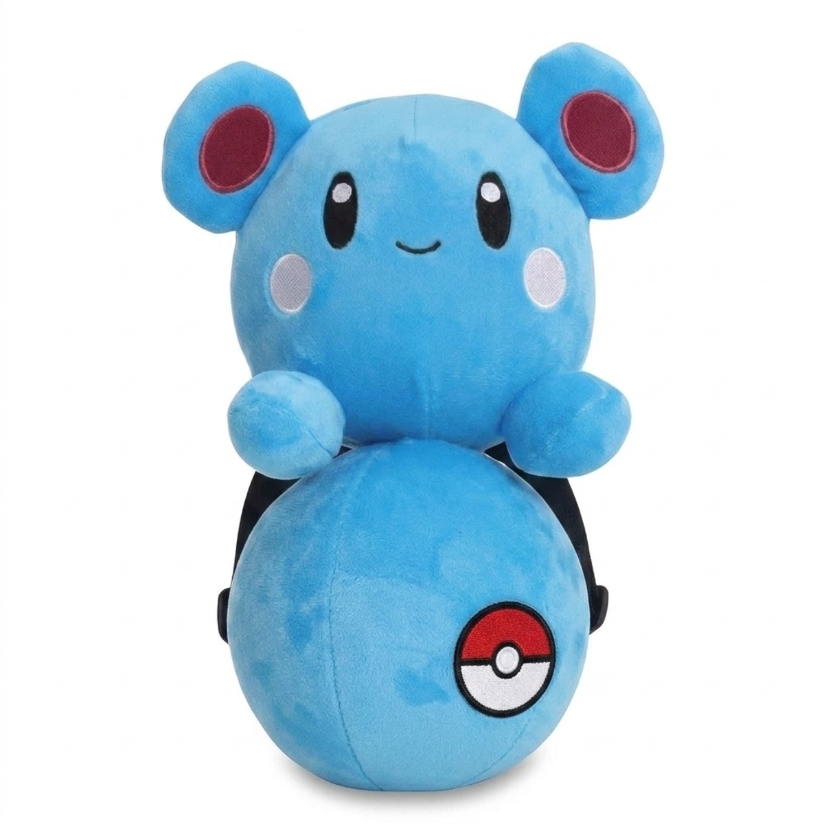 Peluche Azurill avec badge prouvant l'authenticité du produit.