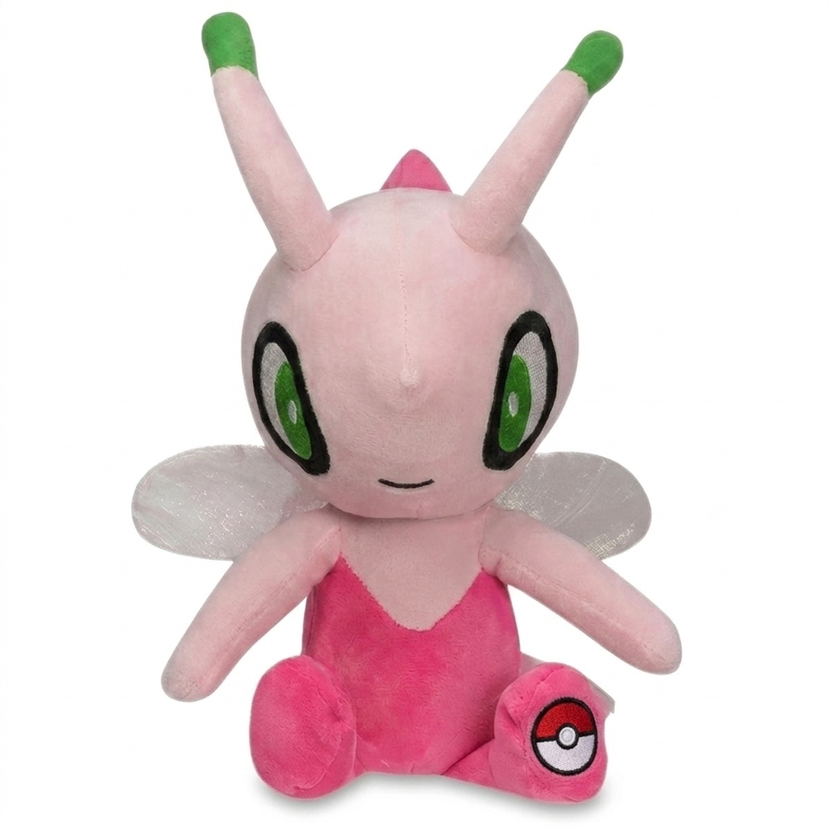 Peluche Celebi avec badge prouvant l'authenticité du produit.