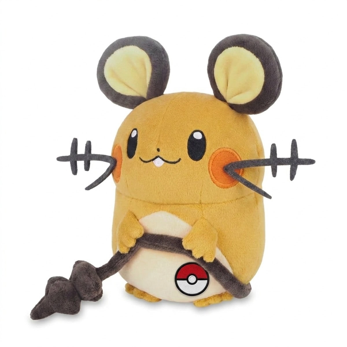 Peluche Dedenne avec badge prouvant l'authenticité du produit.