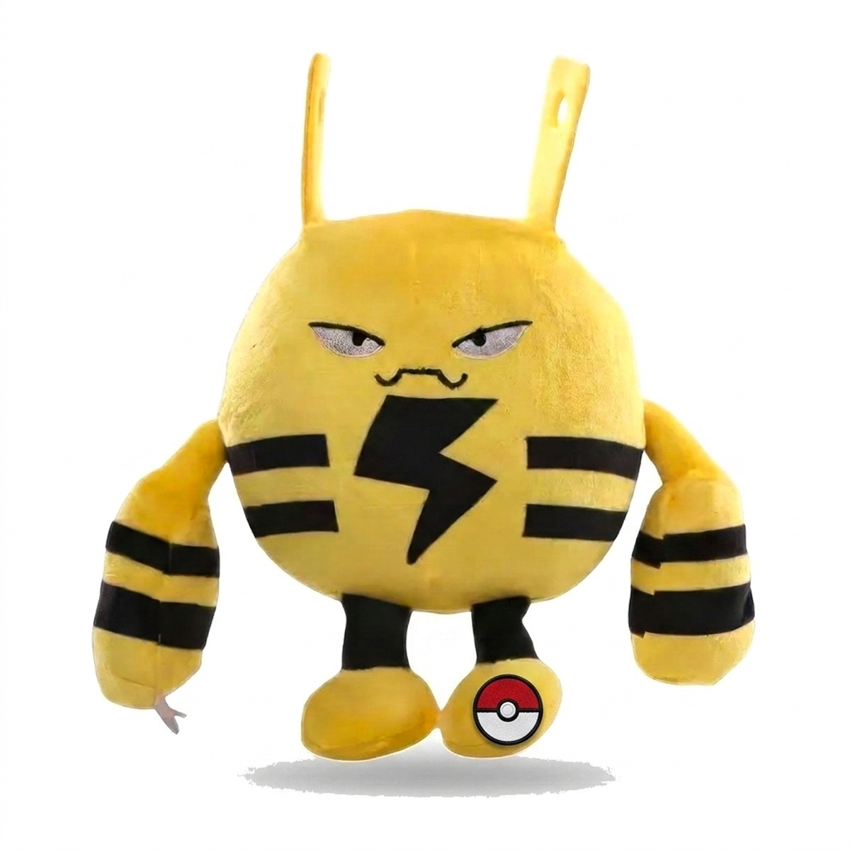Peluche Élekid avec badge prouvant l'authenticité du produit.