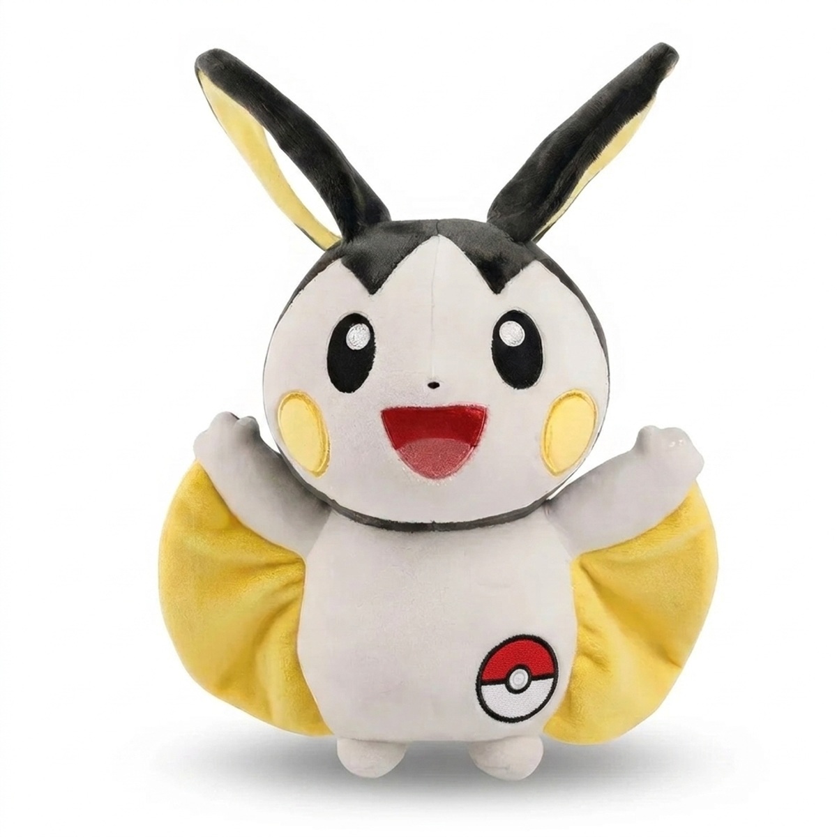 Peluche Emolga avec badge prouvant l'authenticité du produit.
