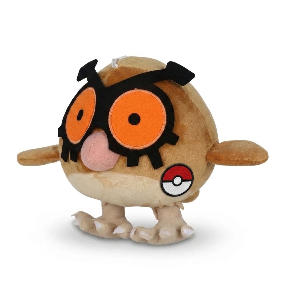 Peluche Hoothoot avec badge prouvant l'authenticité du produit.