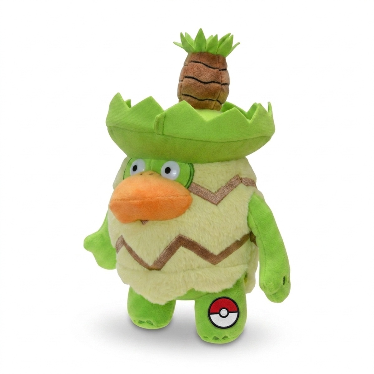 Peluche Ludicolo avec badge prouvant l'authenticité du produit.