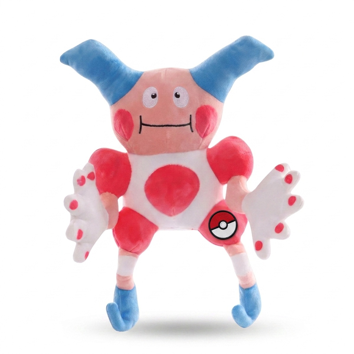 Peluche M. Mime avec badge prouvant l'authenticité du produit.