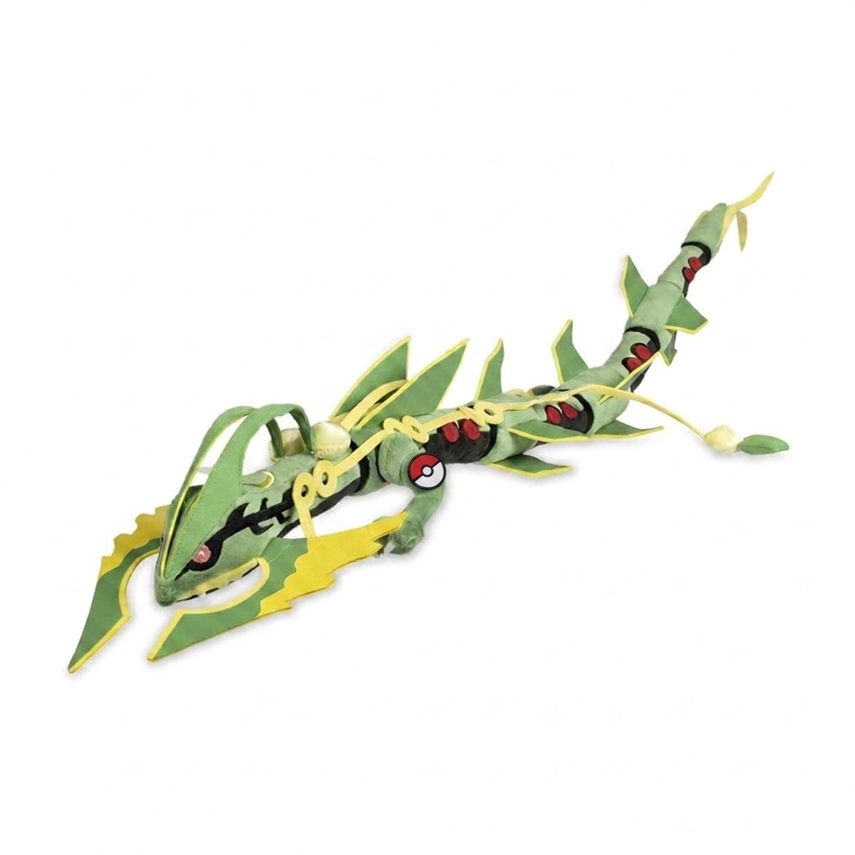 Peluche Rayquaza avec badge prouvant l'authenticité du produit.