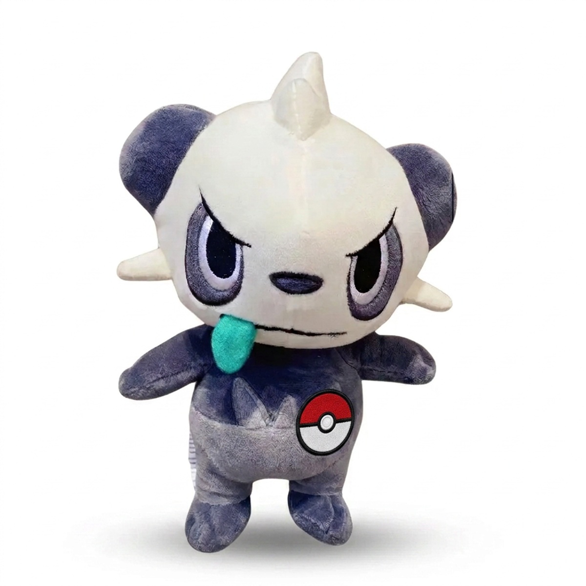 Peluche Pandespiègle avec badge prouvant l'authenticité du produit.