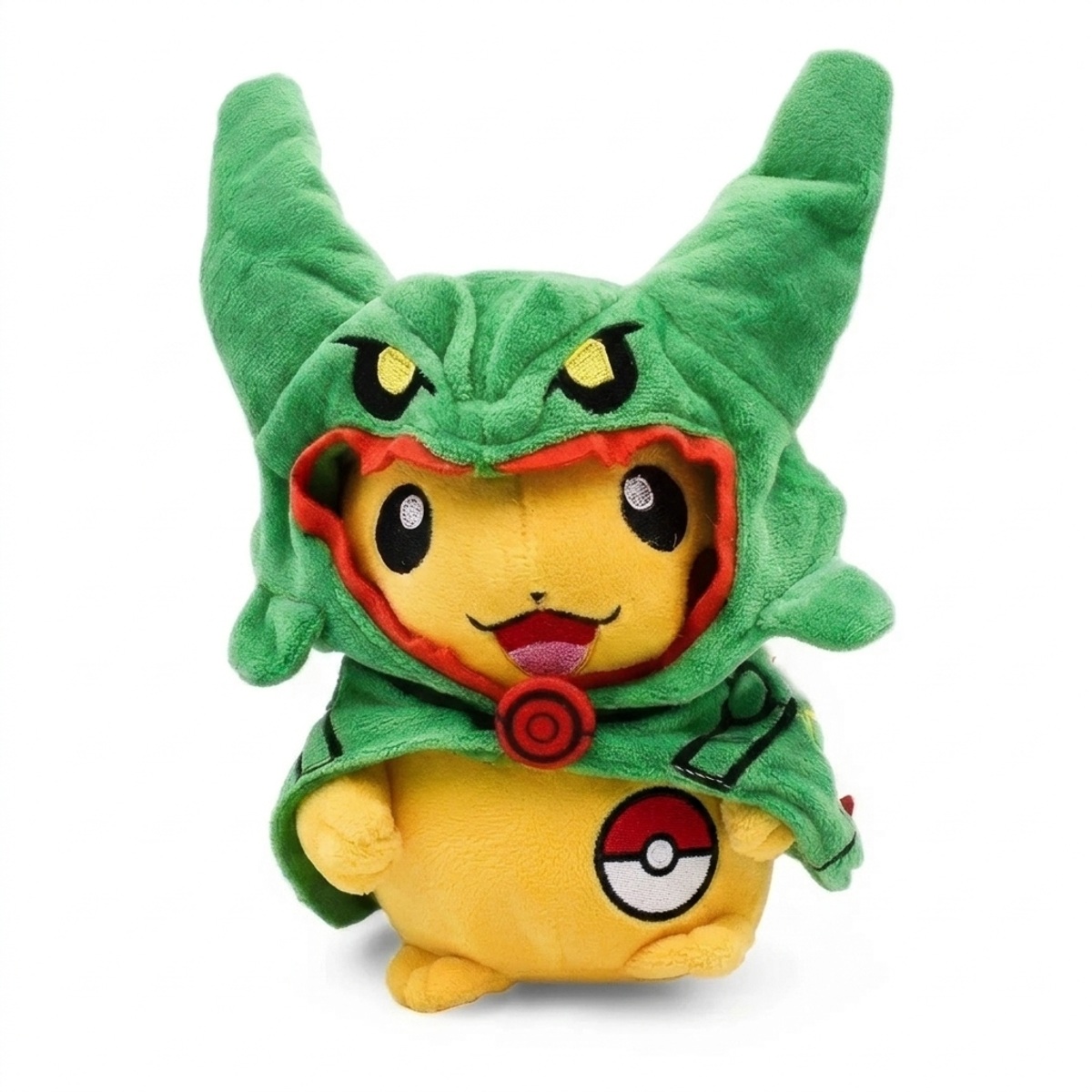 Peluche Pikachu avec badge prouvant l'authenticité du produit.