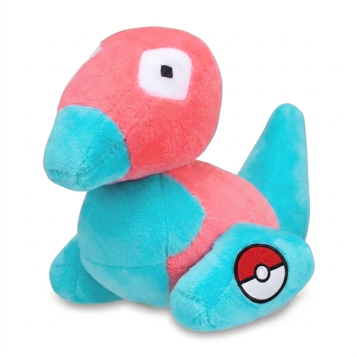 Peluche Porygon avec badge prouvant l'authenticité du produit.