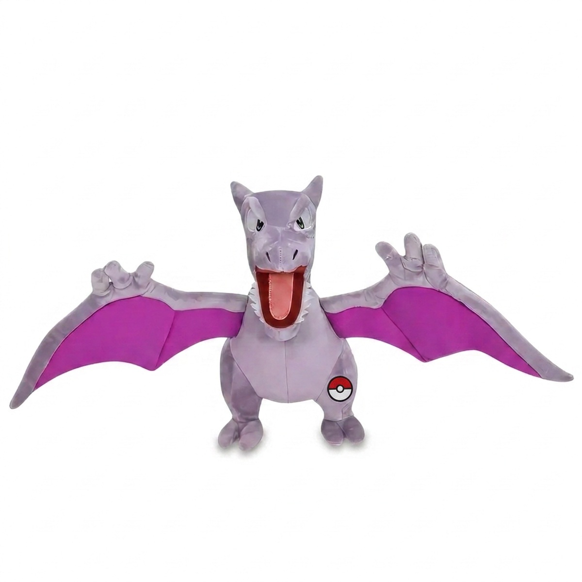 Peluche Ptéra avec badge prouvant l'authenticité du produit.