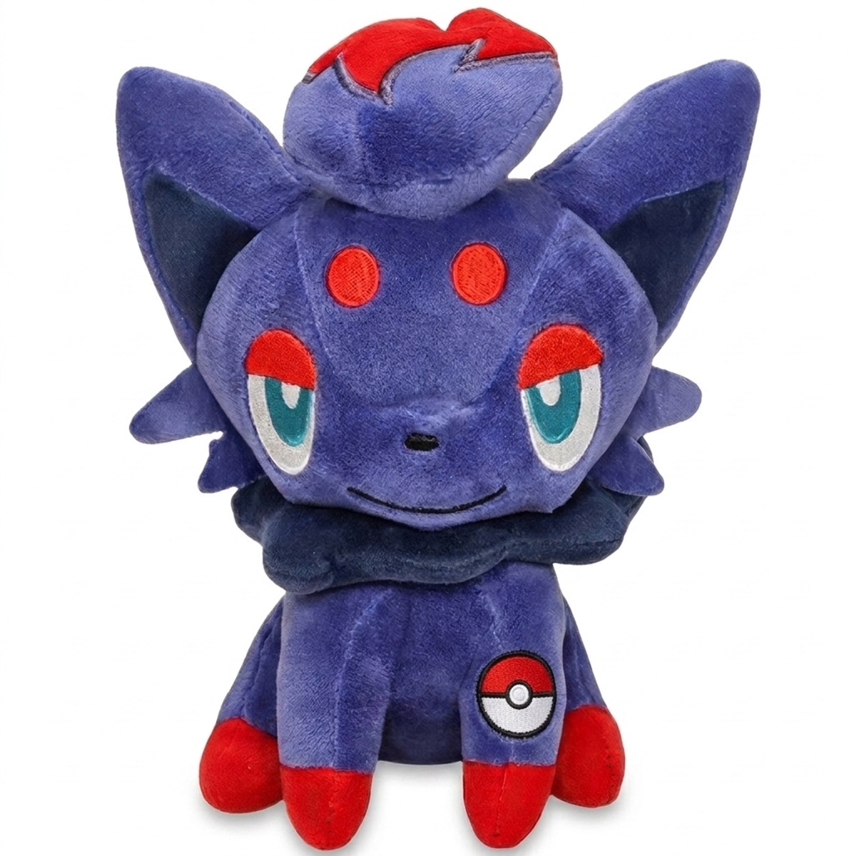 Peluche Zorua avec badge prouvant l'authenticité du produit.