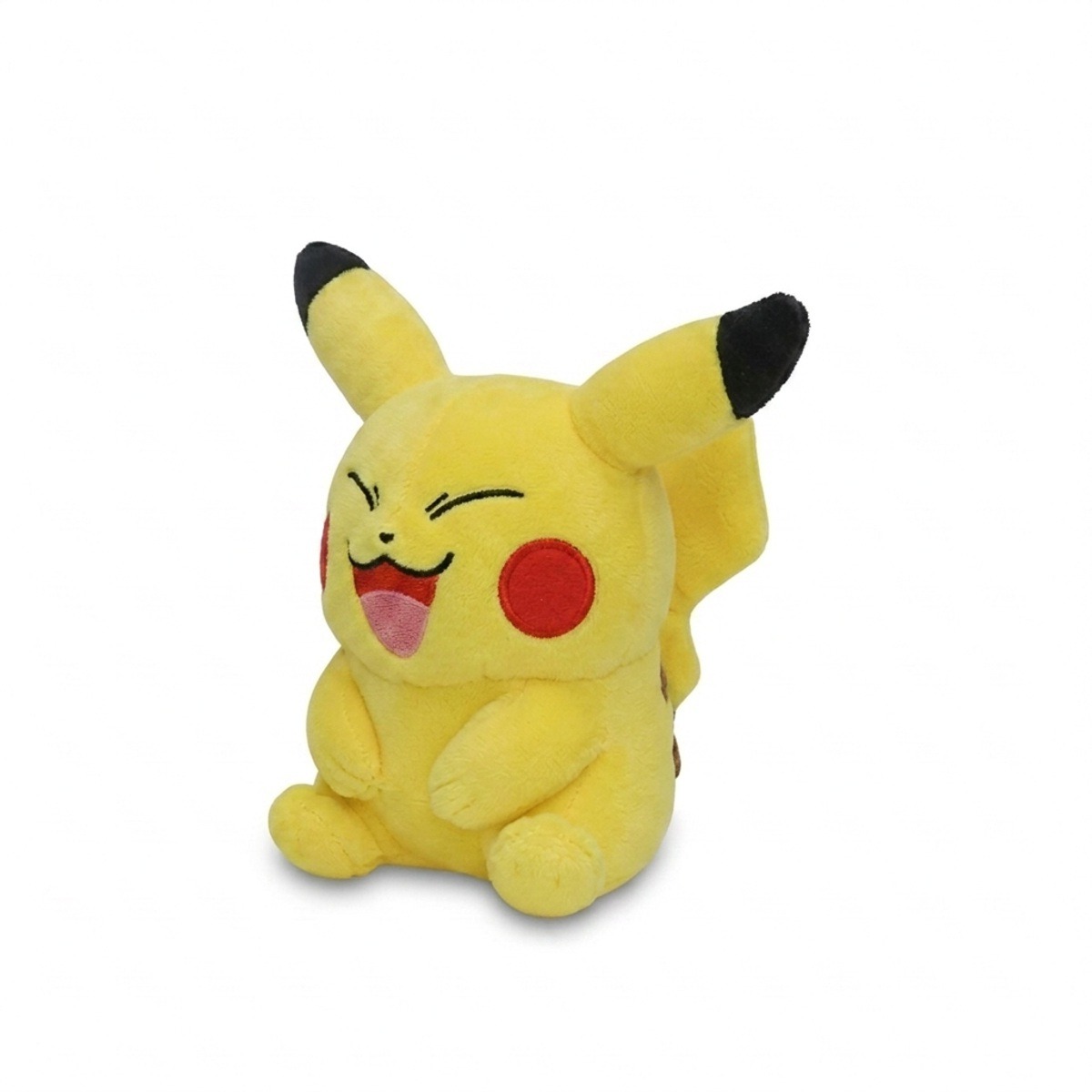 Peluche Pikachu qui rigole vue de trois-quarts