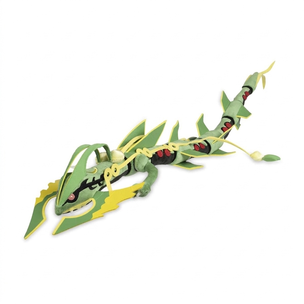 Peluche Méga Rayquaza vue de trois quarts
